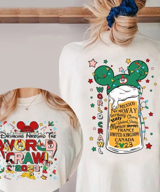 Drinking Around The World Crawl Christmas Shirt