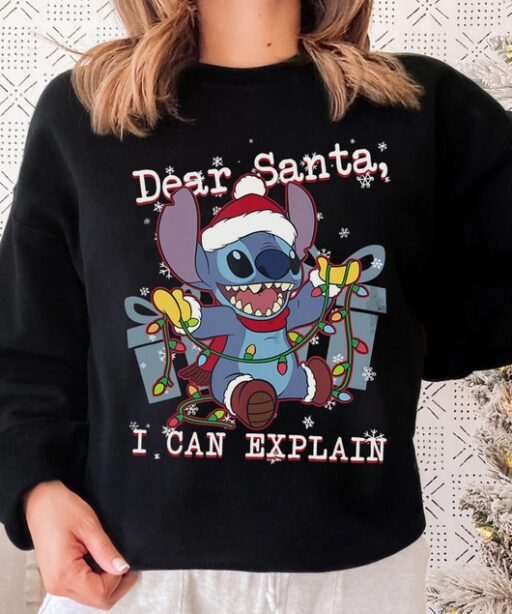 Cute Lilo & Stitch Christmas Dear Santa I Can Explain Shirt