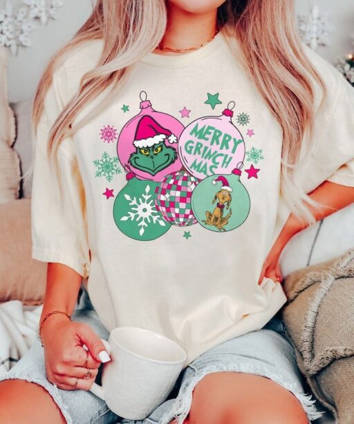 Grinchmas Vibes Pink Christmas Shirt