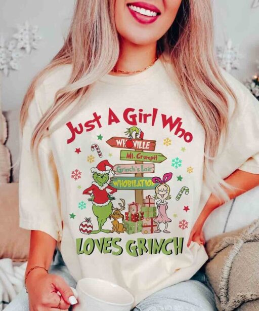 Disney Christmas Just A Girl Who Loves Grinchmas Shirt