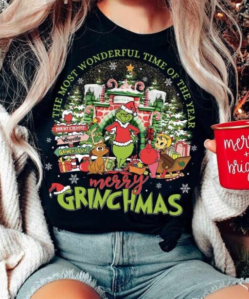 Funny Merry Grinchmas The Most Wonderful Time Of The Year Christmas Shirt