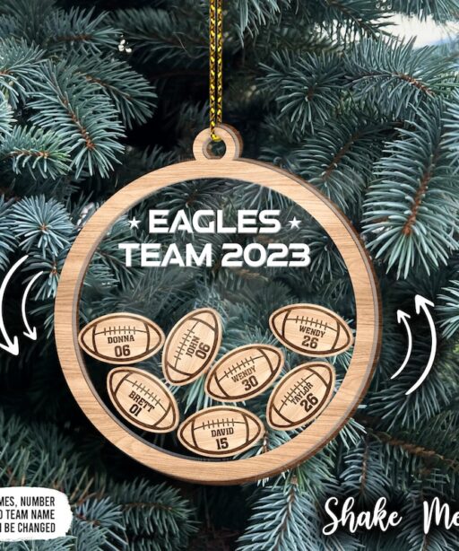 Personalized Football Team 4D Shake Christmas Ornament