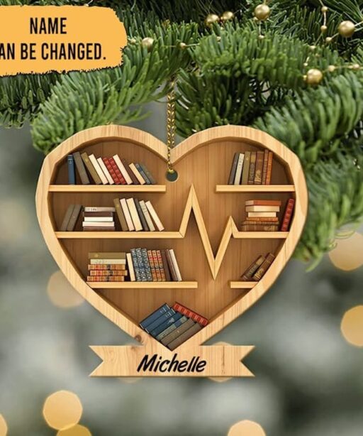 Personalized Bookshelf Wooden Ornament