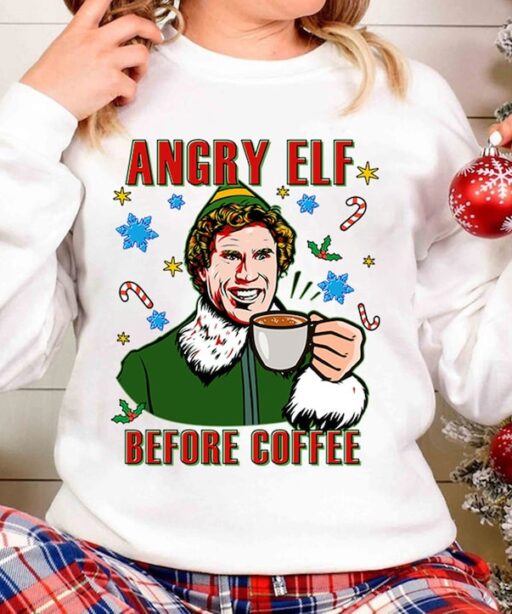 Buddy Angry Elf Before Coffee Christmas Shirt