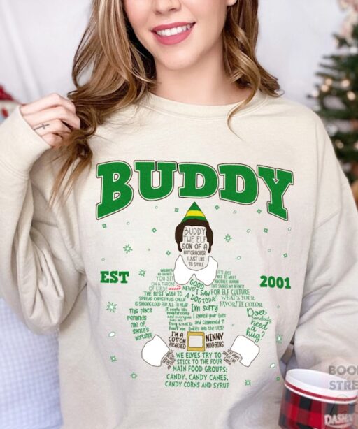 Buddy The Elf Portrait Quotes Christmas Light Shirt