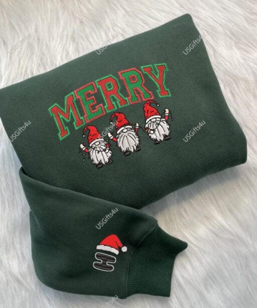 Merry Gnome Christmas Embroidered Shirt