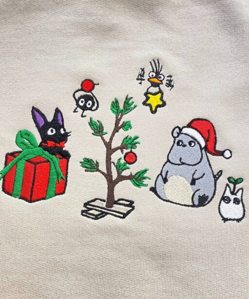 Ghibli Christmas Gathering Embroidered Shirt