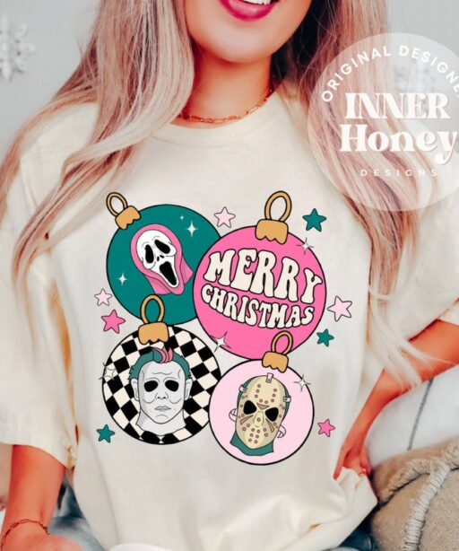 Marry Christmas Horror Characters Shirt