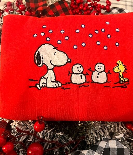 Snoopy Snowman Christmas Embroidered Shirt