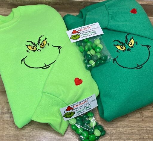 Grinch Face Embroidered Shirt