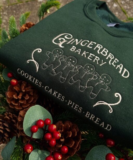 Gingerbread Bakery Christmas Embroidered Shirt