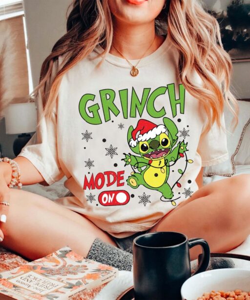 Funny Santa Stitch Christmas Mode On Shirt