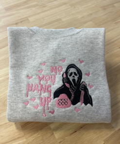 No You Hang Up Ghostface Scream Embroidered Shirt