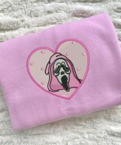 Pink Heart Ghost Embroidered Shirt