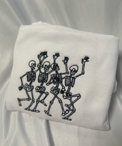 Dancing Skeletons Embroidered Crewneck