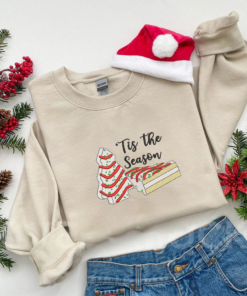 Little Debbie Christmas Tree Cake Embroidered Sweatshirt