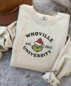 Christmas Crewneck Whoville University Embroidered Sweatshirt