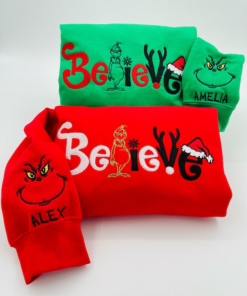 Grinch Believe Embroidered Shirt