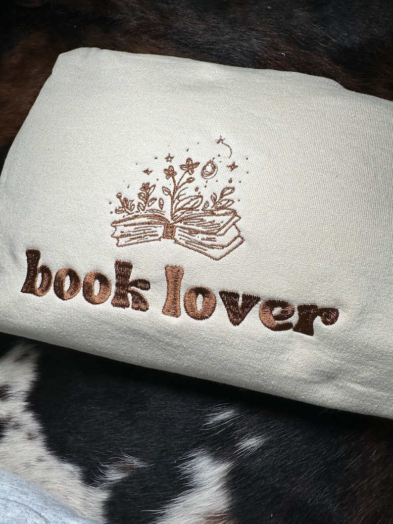 Book Lover Embroidered Sweatshirt, Embroidered Sweatshirt, Trendy Sweatshirt, Reading Sweatshirt, Book Readers Gift, Book Readers