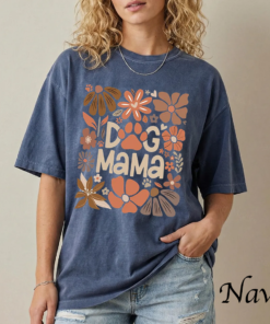 Dog Mama Boho Floral T-Shirt, White and Black Tee for Proud and Stylish Pet Lovers