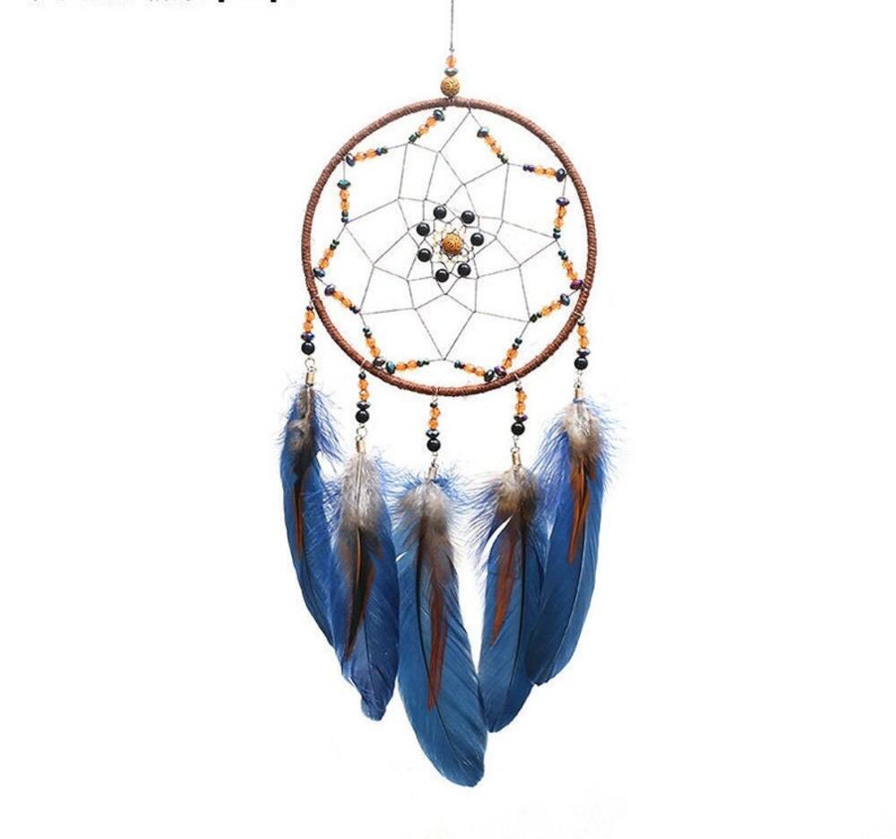 Ombre White Dreamcatcher With White Purple & Indigo Feathers