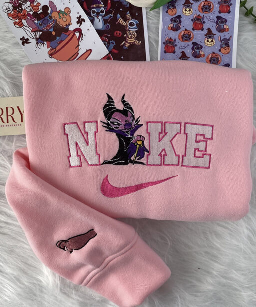 Cheap Maleficent Angel Nike Embroidered Sweatshirt, Perfect Couple Gift For Halloween