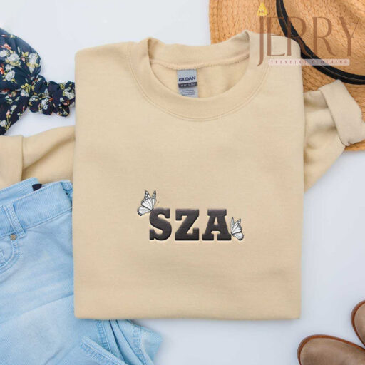 Cheap Butterfly SZA Embroidered Shirt, SZA SOS Tour Merchandise Gift for Fans