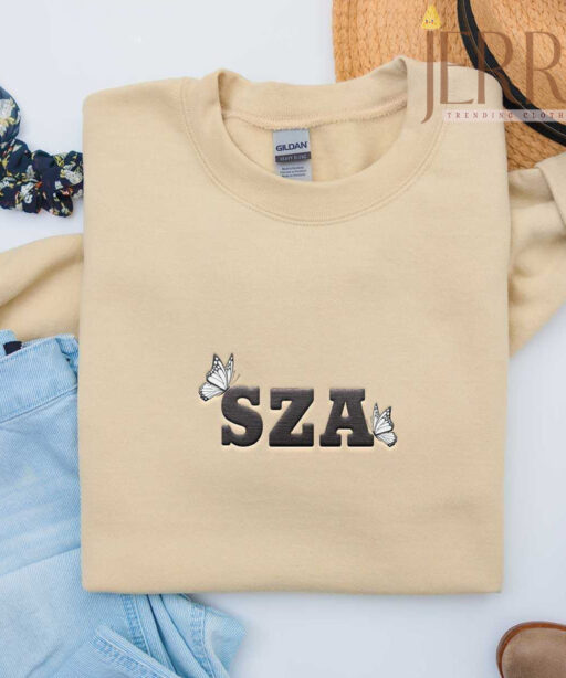 Cheap Butterfly SZA Embroidered Shirt, SZA SOS Tour Merchandise Gift for Fans