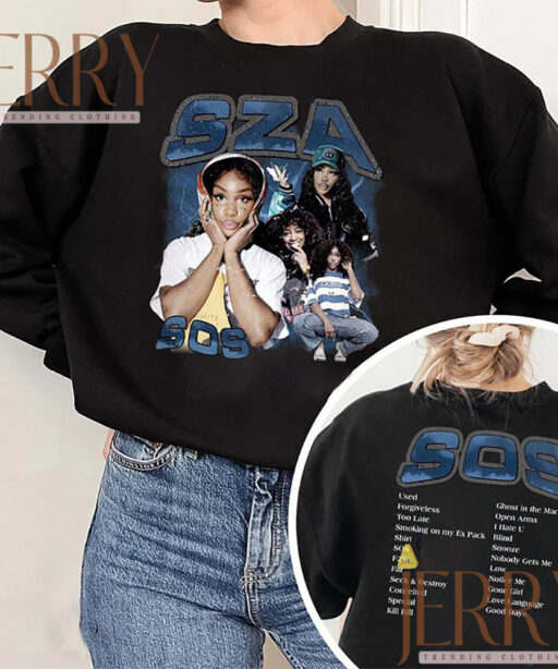 Cheap Retro Vintage Album SZA SOS Shirt, SZA SOS Merch