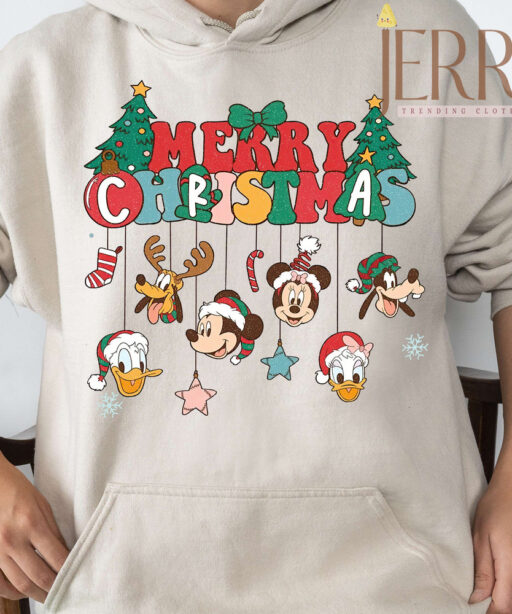 Funny Characters Disney Merry Christmas T Shirt, Christmas Present Ideas For Her