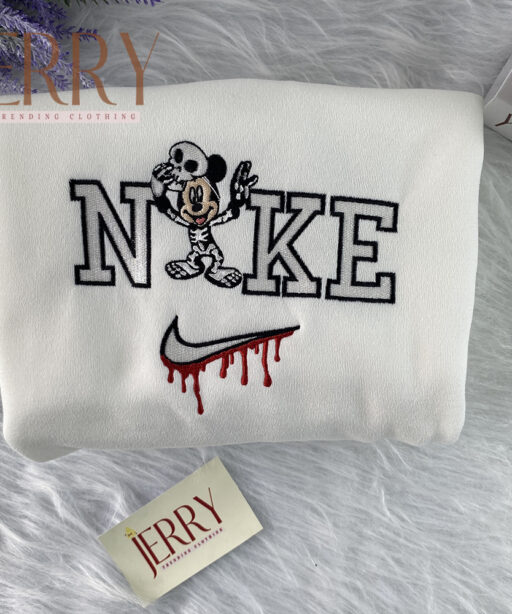 Mickey Mouse Disney Nike Embroidered Sweatshirt, Personalized Halloween Gift For Couple 1
