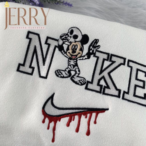 Mickey Mouse Disney Nike Embroidered Sweatshirt, Personalized Halloween Gift For Couple