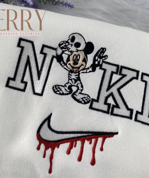 Mickey Mouse Disney Nike Embroidered Sweatshirt, Personalized Halloween Gift For Couple