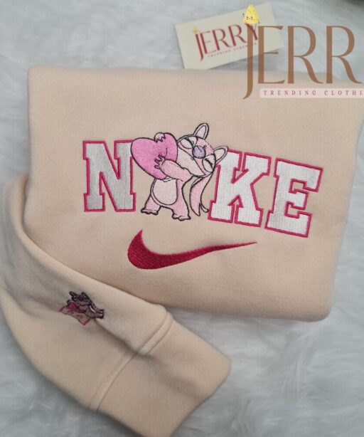 Personalized Angel Disney Nike Embroidered Sweatshirt, Cute Halloween Gift For Couple 11