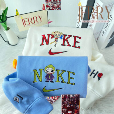 Personalized Joker Nike Embroidered Sweatshirt Perfect Couple