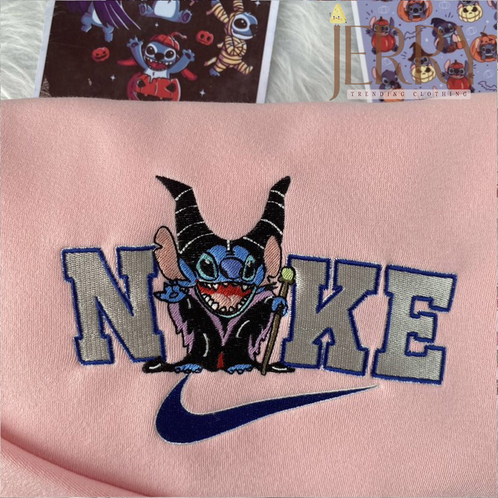 Angel Stitch Nike Embroidered Sweatshirt, Lilo & Stitch Embroidered Hoodie,  Custom Nike Logo Shirt - Small Gifts Great Love