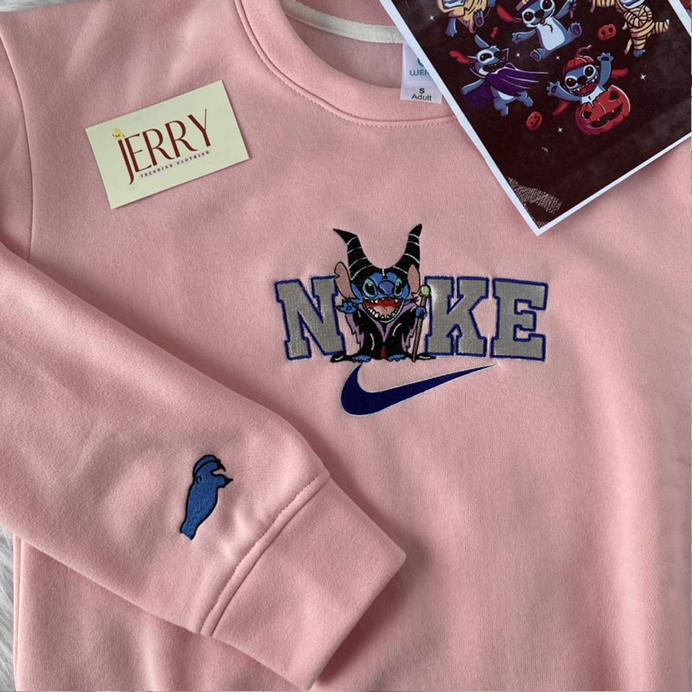 Nike Stitch Love Embroidered Sweatshirt, Lilo and Stitch Embroidered Hoodie,  Custom Nike Logo Shirt - Small Gifts Great Love