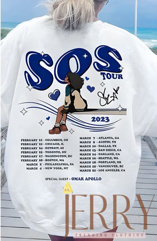 Cheap Schedule Tour Date SZA SOS Shirt, SZA SOS Merch