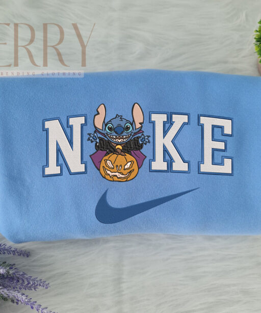 Cheap Vampire Stitch Disney Nike Embroidered Sweatshirt, Halloween Gift Ideas For Couple
