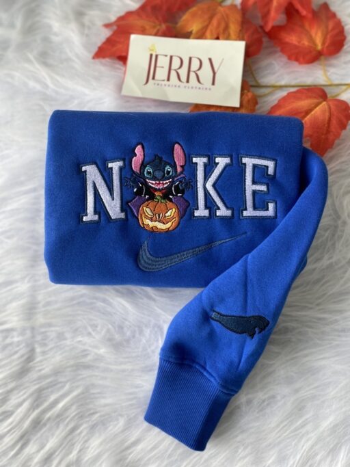 Cheap Vampire Stitch Disney Nike Embroidered Sweatshirt, Halloween Gift Ideas For Couple