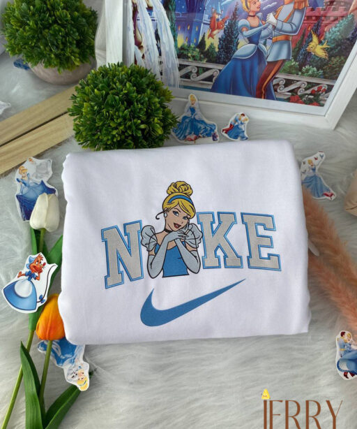 Cinderella And Prince Charming Disney Nike Embroidered Sweatshirts