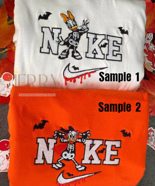 Daisy And Donald Duck Disney Matching Halloween Nike Embroidered Sweatshirts