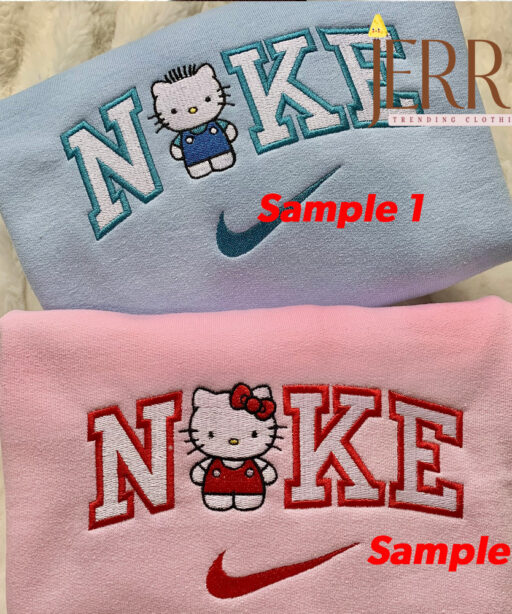 Hello Cats Couple Nike Embroidered Sweatshirt