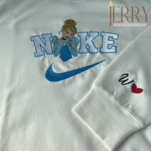 Personalized Cinderella Disney Nike Embroidered Sweatshirt, Christmas Present For Couples 1