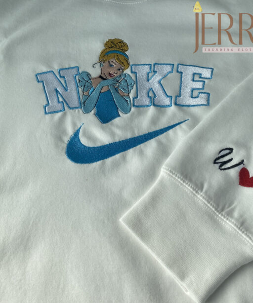Personalized Cinderella Disney Nike Embroidered Sweatshirt, Christmas Present For Couples 1
