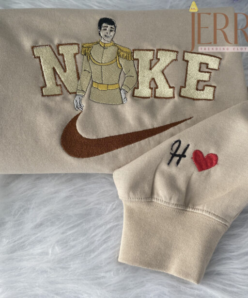 Personalized Prince Charming Disney Nike Embroidered Sweatshirt, Christmas Present For Couples 1