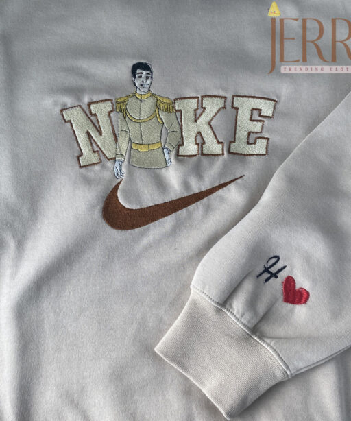 Personalized Prince Charming Disney Nike Embroidered Sweatshirt, Christmas Present For Couples 4