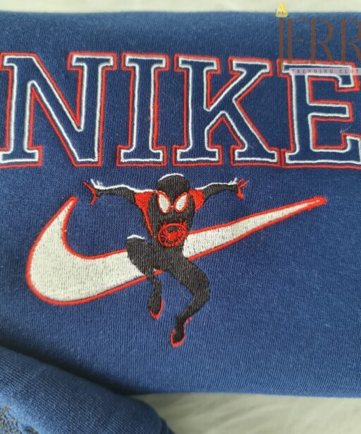 Personalized Spider Man Nike Embroidered Sweatshirt, Best Halloween Gift For Couple 3