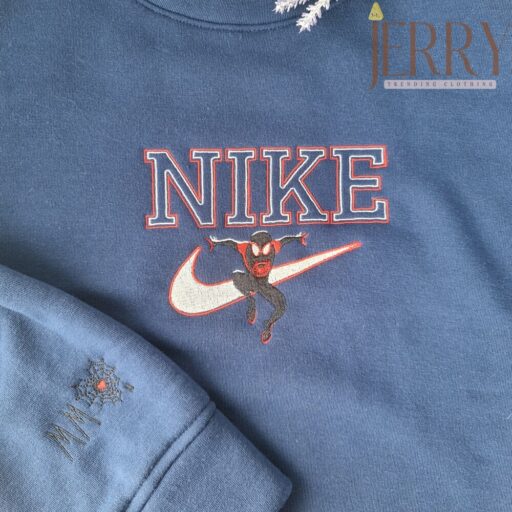 Personalized Spider Man Nike Embroidered Sweatshirt, Best Halloween Gift For Couple 4