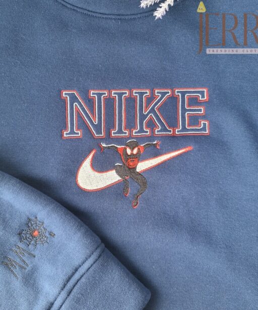 Personalized Spider Man Nike Embroidered Sweatshirt, Best Halloween Gift For Couple 4